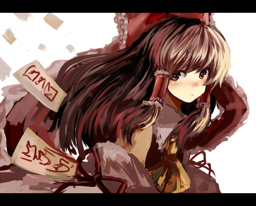 brown_eyes brown_hair hakurei_reimu higashi_yuzu lowres touhou