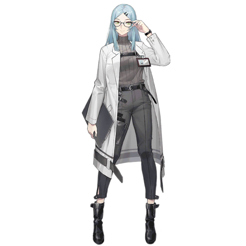 1girl adjusting_eyewear artist_request belt black-framed_eyewear black_belt black_footwear blue_hair boots breasts chest_belt clipboard closed_mouth coat full_body girls_frontline glasses green_eyes grey_pants grey_sweater hair_ornament hairclip high-waist_pants holding holding_clipboard id_card lab_coat light_blue_hair long_hair long_sleeves looking_at_viewer medium_breasts nele_(girls'_frontline) official_art open_clothes open_coat pants semi-rimless_eyewear sidelocks simple_background smile solo standing sweater transparent_background turtleneck turtleneck_sweater watch watch white_coat