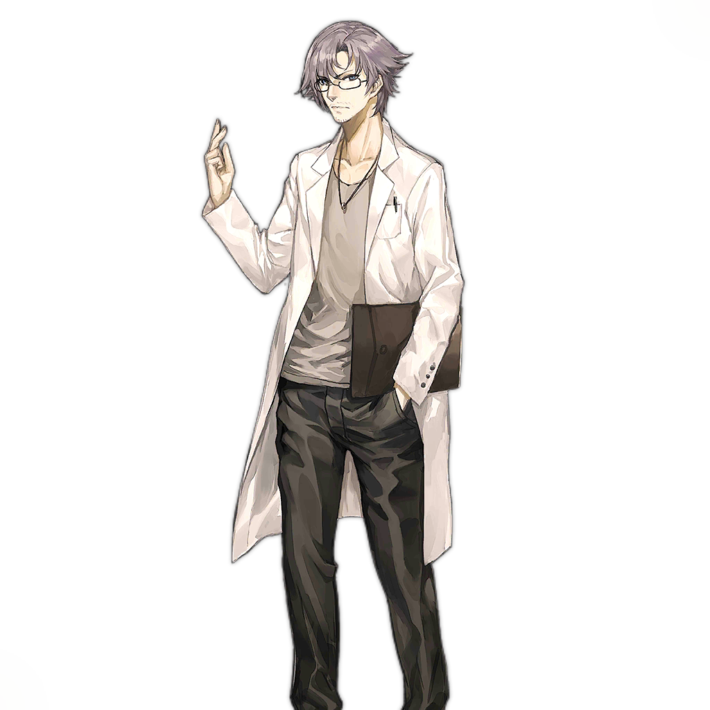 1boy beard_stubble black_pants blue_eyes closed_mouth coat collarbone envelope expressionless feet_out_of_frame girls_frontline glasses grey_hair hand_in_pocket hand_up holding holding_envelope infukun jewelry lab_coat looking_at_viewer lycoris_(girls'_frontline) male_focus manila_envelope mustache_stubble necklace official_art pants pen_in_pocket sangvis_ferri scientist shirt short_hair simple_background solo standing transparent_background white_coat white_shirt