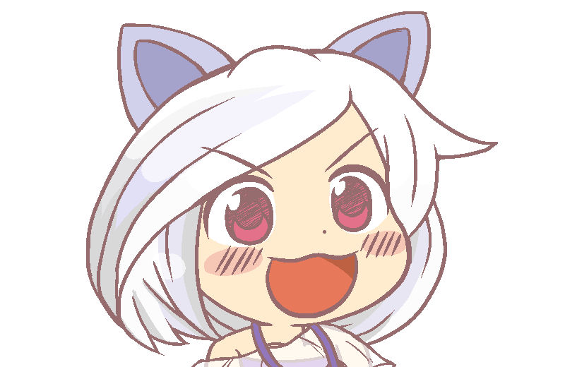 1girl animal_ears blush dog_ears gyate_gyate ikiyouz jaggy_lines mitsugashira_enoko open_mouth portrait red_eyes short_hair smile solo swept_bangs touhou transparent_background unfinished_dream_of_all_living_ghost white_hair