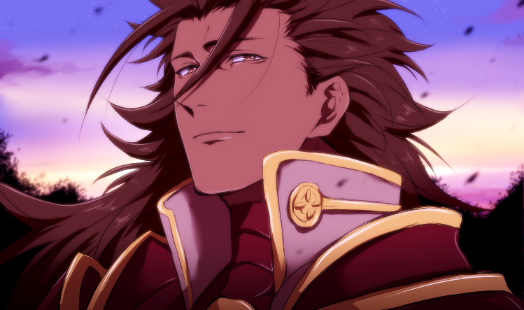 1boy armor brown_hair closed_mouth clouds cloudy_sky dusk facing_viewer fire_emblem fire_emblem_fates japanese_armor looking_at_viewer male_focus no_headwear outdoors portrait ryoma_(fire_emblem) sky solo yamato0618