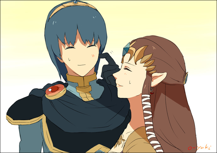 brown_hair earrings fire_emblem fire_emblem:_mystery_of_the_emblem fire_emblem_mystery_of_the_emblem gloves jewelry marth nintendo o-yuki pointy_ears princess_zelda smile super_smash_bros. the_legend_of_zelda tiara twilight_princess