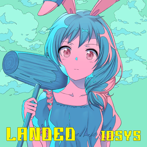 1girl album_cover animal_ears belldot blue_hair blue_shirt blush_stickers closed_mouth clouds collarbone colored_skin cover english_text floppy_ears frilled_shirt_collar frilled_sleeves frills frown game_cg green_sky hammer high_contrast holding holding_hammer iosys low_twintails medium_hair official_art over_shoulder pink_eyes pink_skin puffy_short_sleeves puffy_sleeves rabbit_ears seiran_(touhou) shirt short_sleeves square_neckline straight-on touhou touhou_cannonball twintails upper_body weapon weapon_over_shoulder