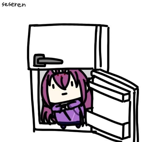 1girl fate/grand_order fate_(series) medusa_(fate) refrigerator seseren