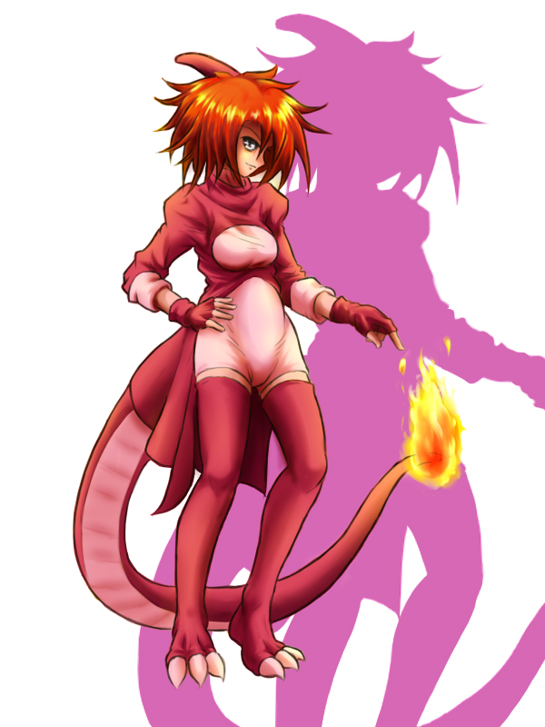 blue_eyes charmeleon flame kissets moemon personification pokemon redhead tail