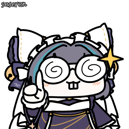 1girl :3 animal_ears animated animated_gif artist_name azur_lane bell black_hair blue_hair blush cat_ears cat_girl cheshire_(azur_lane) chibi chinese_commentary closed_mouth coke-bottle_glasses commentary_request glasses hair_bell hair_ornament jingle_bell looping_animation lowres maid maid_headdress medium_hair multicolored_hair nerd_emoji pointing pointing_up seseren simple_background solo streaked_hair teeth transparent_background