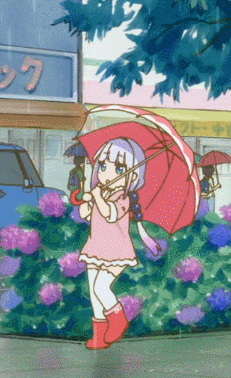 1girl animated animated_gif boots kanna_kamui kobayashi-san_chi_no_maidragon stomping twintails umbrella