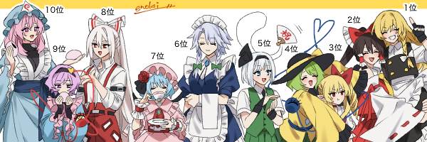 6+girls apron ascot bat_wings black_hairband black_headwear blonde_hair blue_dress blue_hair blue_headwear blue_kimono blue_shirt blush bow braid brown_hair carrying carrying_person child_carry closed_mouth commentary_request cup detached_sleeves dress eating enoki_3106 eyeball flandre_scarlet food frilled_bow frilled_hair_tubes frilled_shirt_collar frilled_sleeves frills fujiwara_no_mokou ghost green_hair green_skirt green_vest grey_hair hair_between_eyes hair_bow hair_ornament hair_tubes hairband hakurei_reimu hand_fan hat hat_ribbon heart heart_hair_ornament heart_of_string holding holding_cup holding_fan holding_food hug hug_from_behind izayoi_sakuya japanese_clothes kimono kirisame_marisa komeiji_koishi komeiji_satori konpaku_youmu konpaku_youmu_(ghost) long_hair long_sleeves looking_at_another maid maid_apron maid_headdress mob_cap multiple_girls ofuda ofuda_on_clothes open_mouth pants partial_commentary pink_eyes pink_hair pink_headwear poll pout purple_hair red_ascot red_bow red_eyes red_pants remilia_scarlet ribbon saigyouji_yuyuko shirt short_hair short_sleeves siblings side_braid signature simple_background single_braid sisters skirt smile suspenders tea third_eye touhou triangular_headpiece twin_braids very_long_hair vest violet_eyes waist_apron white_hair white_shirt wide_sleeves wings wrist_cuffs yellow_ascot yellow_shirt