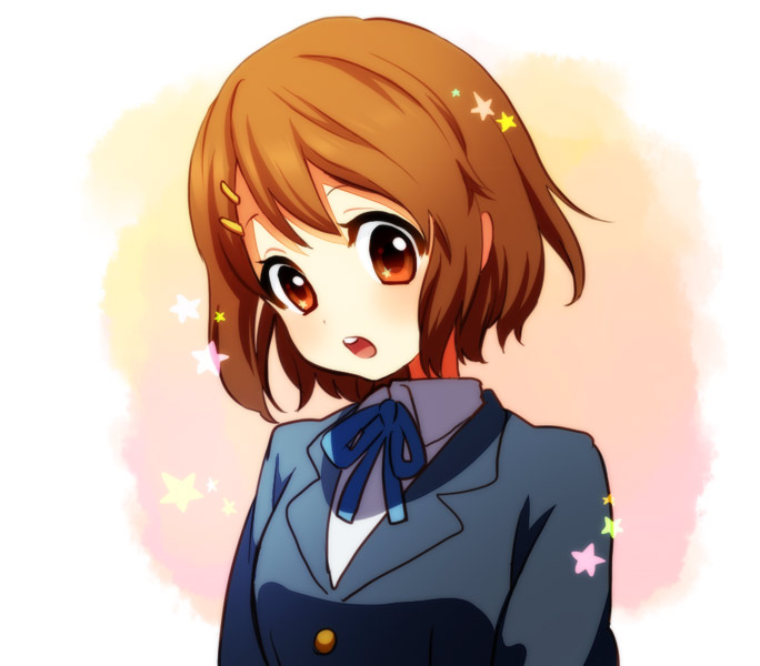 brown_eyes brown_hair helmet_(musco2) hirasawa_yui k-on! musco school_uniform short_hair solo