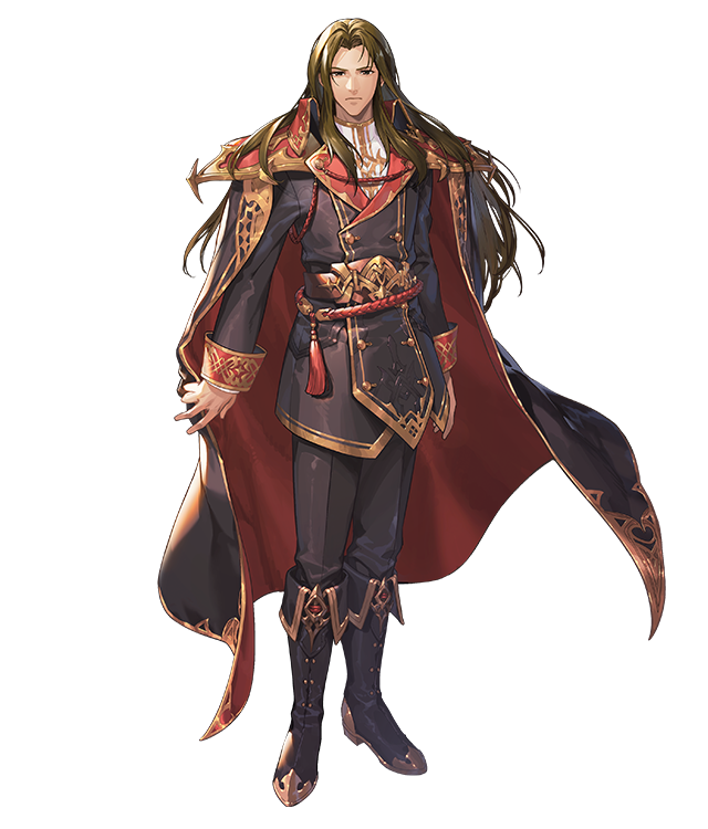 1boy arion_(fire_emblem) armor black_cape black_coat black_footwear black_pants cape coat fire_emblem fire_emblem:_genealogy_of_the_holy_war fire_emblem_heroes full_body green_hair long_hair looking_at_viewer male_focus official_art pants pauldrons red_cape shoulder_armor two-tone_cape
