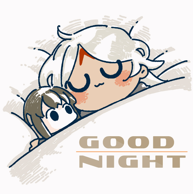 1girl :3 ahoge bed_sheet blush_stickers character_doll chibi chinese_commentary closed_eyes closed_mouth commentary_request dark-skinned_female dark_skin elisa_(girls'_frontline) english_text facial_mark forehead_mark girls_frontline long_hair lying m4a1_(girls'_frontline) sangvis_ferri sleeping smile solo su_xiao_jei under_covers uwu white_hair