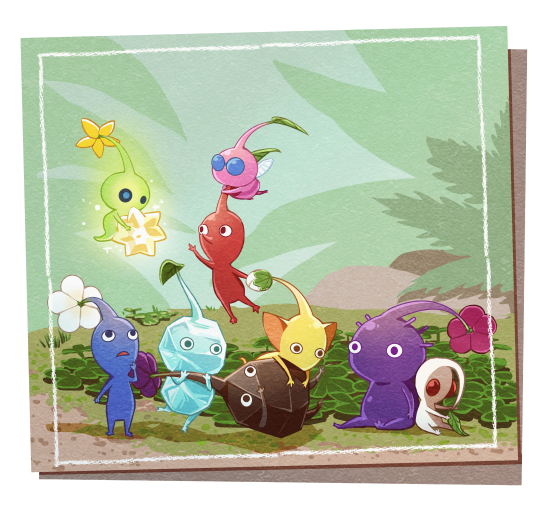 black_eyes black_skin blue_eyes blue_pikmin blue_skin border bud bush clover colored_skin commentary_request everyone flower flying framed ghost_tail glow_pikmin green_skin groom hand_on_own_chin holding holding_star ice ice_pikmin insect_wings leaf looking_at_another looking_up lying lying_on_person no_humans no_mouth on_side outdoors outstretched_arm pikmin_(creature) pikmin_(series) pikmin_4 pink_flower pink_skin plump pointy_ears pointy_nose potsupo purple_flower purple_hair purple_pikmin purple_skin red_eyes red_pikmin red_skin rock rock_pikmin shadow short_hair sitting solid_circle_eyes star_(symbol) star_bit triangle_mouth very_short_hair white_border white_pikmin white_skin winged_pikmin wings yellow_flower yellow_pikmin yellow_skin