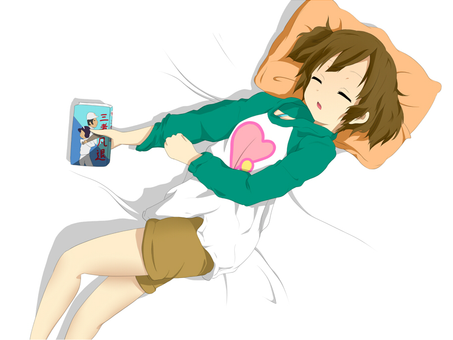 book brown_hair casual closed_eyes k-on! short_twintails sleeping suzuki_jun twintails yangfu