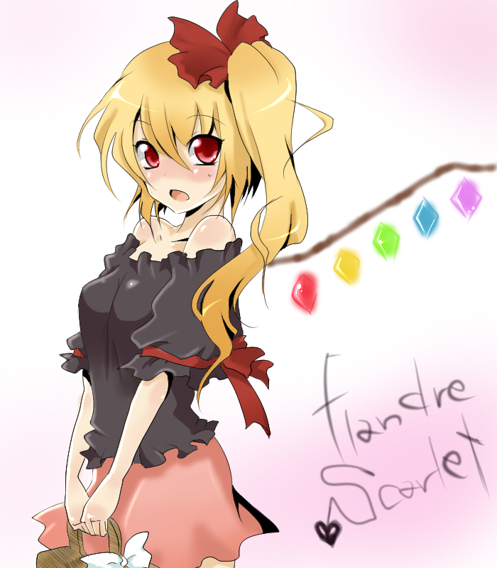 alternate_costume asymmetrical_hair casual character_name contemporary flandre_scarlet mataro777 side_ponytail touhou