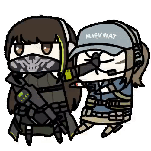 animated_gif call_of_duty call_of_duty:_mobile girls_frontline long_hair m4_carbine m4a1_(girls_frontline) mouth_mask multiple_girls pushing_face seseren urban_tracker_(call_of_duty:_mobile)
