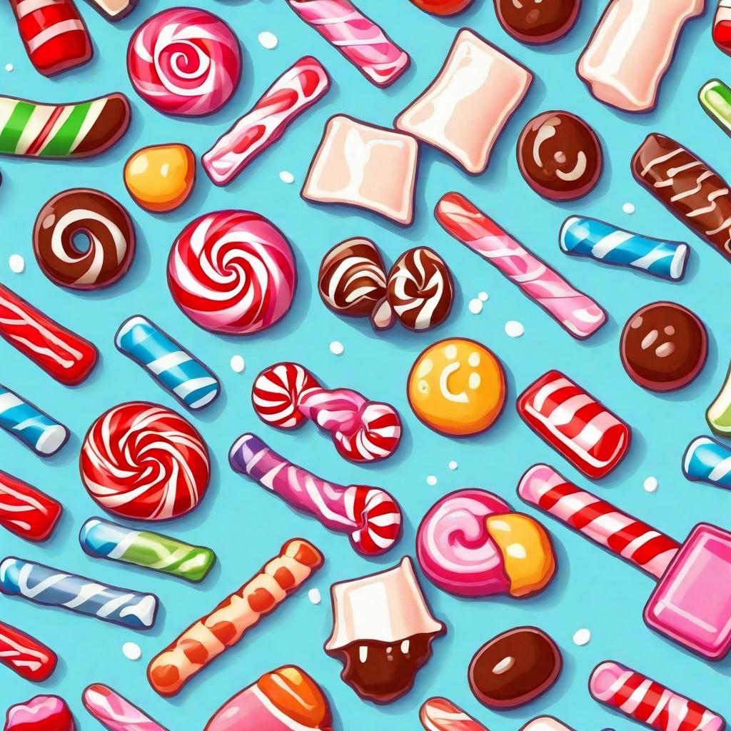 ai-generated blue_background candy candy_cane chocolate english_commentary engrish_commentary food food_focus no_humans non-web_source original self-upload simple_background