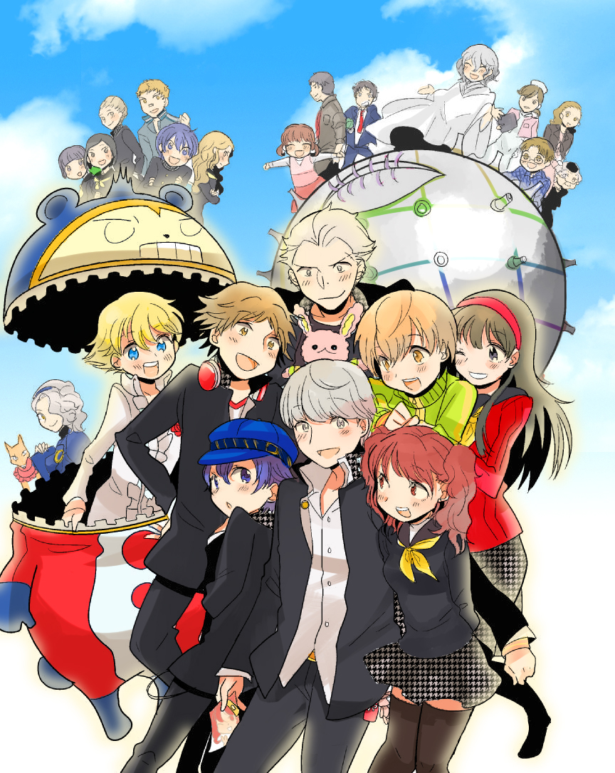 adachi_tohru amagi_yukiko ameno_sagiri androgynous bad_id black_eyes black_hair blonde_hair blue_eyes blue_hair blush brown_eyes brown_hair cabbie_hat child closed_eyes doujima_nanako doujima_ryoutarou dual_persona earrings ebihara_ai everyone fox glasses grey_hair hairband hanamura_yousuke hat headphones hug ichijou_kou izanami jewelry kida_yu konishi_naoki kujikawa_rise kuma_(persona_4) kuroda_hisano long_hair margaret matsunaga_ayane minami_eri nagase_daisuke nakajima_shu narukami_yuu ozawa_yumi pantyhose persona persona_4 red_hair redhead reverse_trap satonaka_chie school_uniform serafuku seta_souji shirogane_naoto short_hair skirt smile tatsumi_kanji thighhighs twintails uehara_sayoko