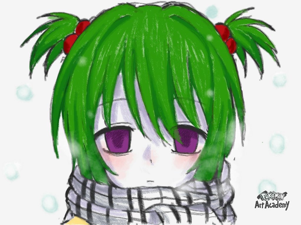 1girl disappointed empty_eyes expressionless green_hair hair_ornament human_experiment_(wwinterdotcom) original portrait solo staring steam violet_eyes winter winter_clothes