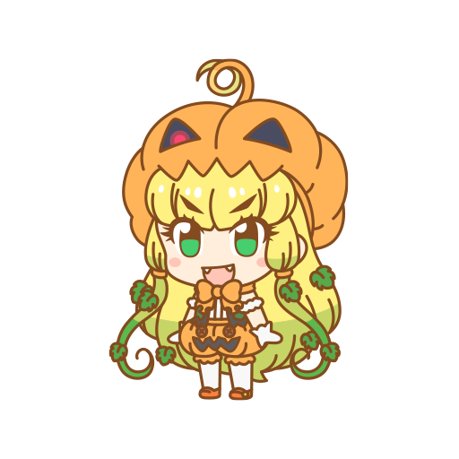 1girl blonde_hair bow bowtie full_body gloves green_eyes halloween_costume jack-o'-lantern_(kemono_friends) kemono_friends kemono_friends_pavilion leaf long_hair looking_at_viewer official_art pantyhose pumpkin pumpkin_costume pumpkin_hat shirt shoes shorts smile solo transparent_background