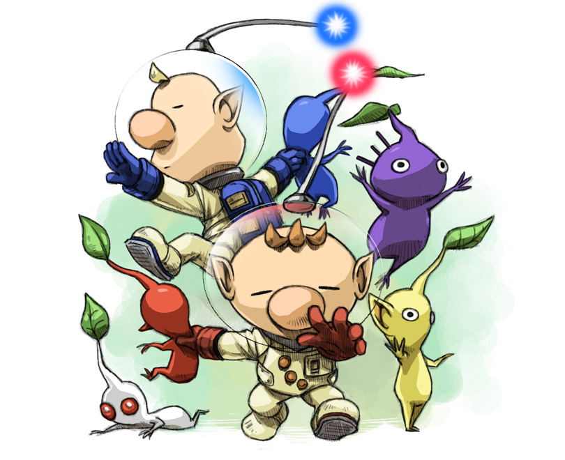 2boys backpack bag big_nose black_eyes blonde_hair blue_bag blue_gloves blue_light blue_pikmin blue_skin brown_hair buttons closed_eyes closed_mouth colored_skin commentary_request creature everyone expressionless fighting_stance from_behind full_body gloves green_background helmet holding holding_creature leaf louie_(pikmin) lying multiple_boys naru_(wish_field) no_mouth olimar on_stomach outstretched_arms patch pikmin_(creature) pikmin_(series) plump pointy_ears pointy_nose purple_hair purple_pikmin purple_skin radio_antenna red_eyes red_gloves red_light red_pikmin red_skin short_hair solid_circle_eyes space_helmet spacesuit two-tone_background very_short_hair white_background white_pikmin white_skin yellow_pikmin yellow_skin