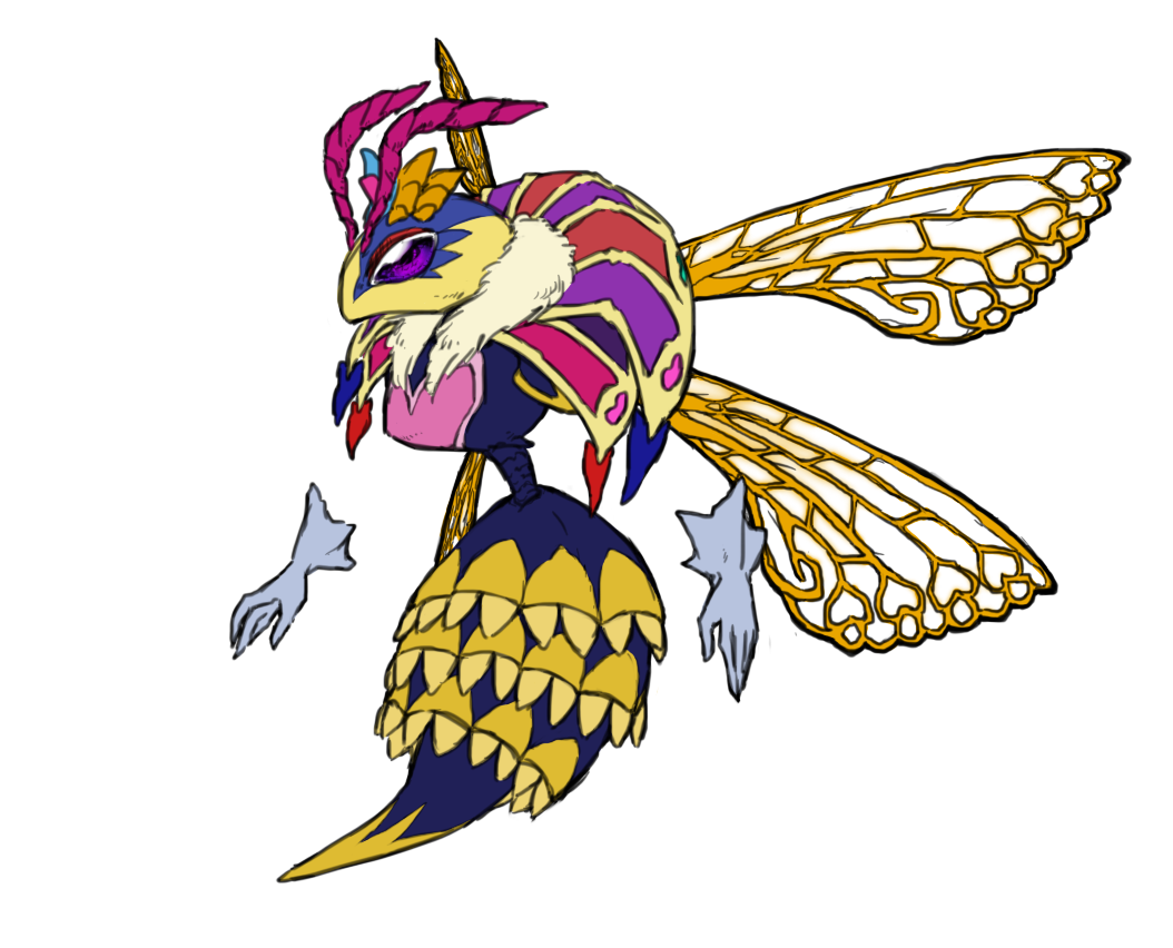 1girl antennae disembodied_limb full_body gloves heart insect_wings kirby:_triple_deluxe kirby_(series) orusuta961 queen_sectonia stinger violet_eyes white_gloves wings
