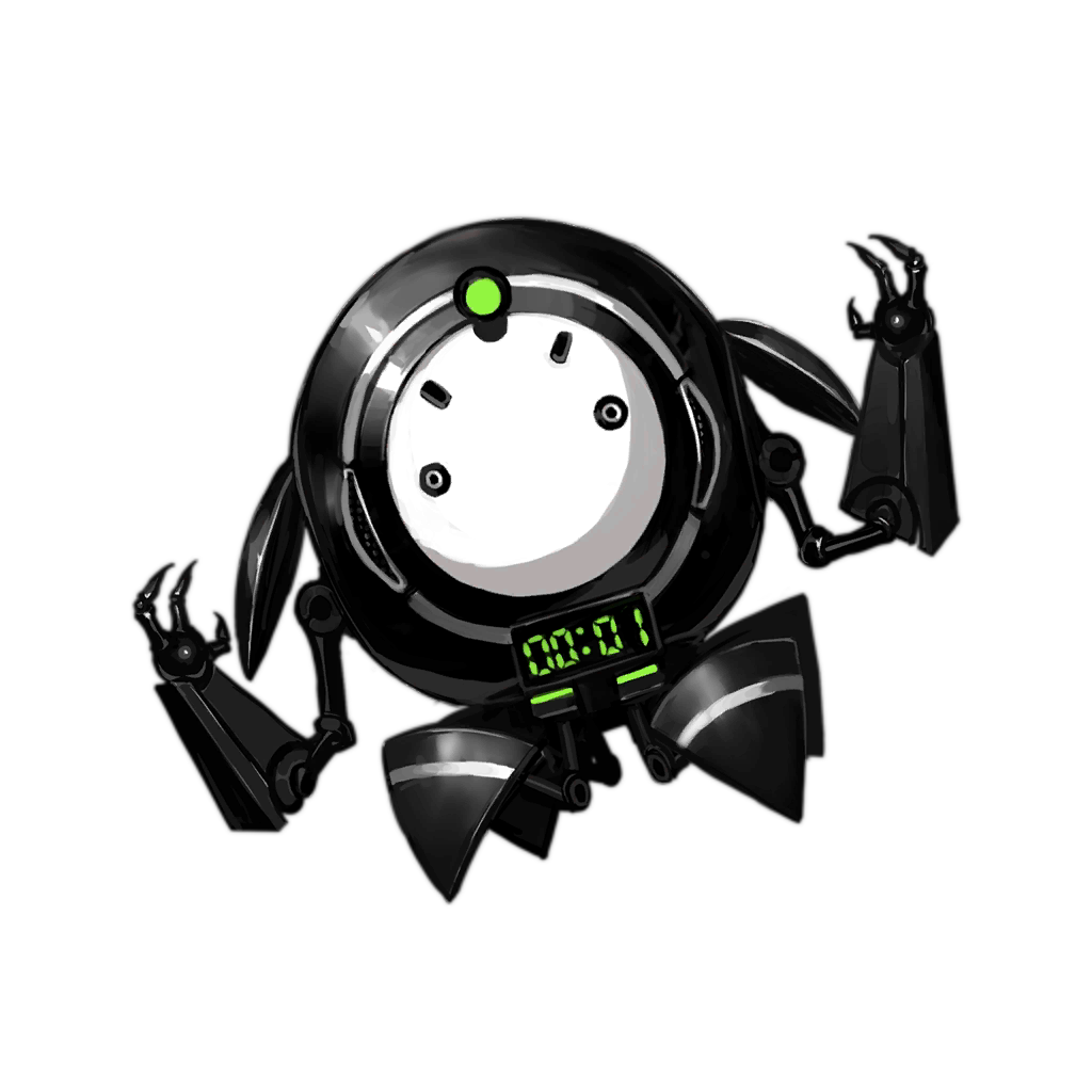._. armor artist_request black_armor clock countdown_timer digital_clock fewer_digits girls_frontline goliath_(girls'_frontline) hands_up no_humans no_mouth non-humanoid_robot official_art orb robot sangvis_ferri simple_background tagme third-party_source transparent_background v-shaped_eyebrows