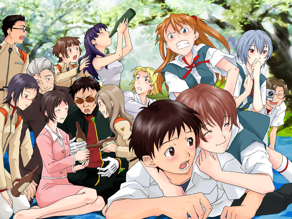 akagi_ritsuko ayanami_rei group ikari_shinji katsuragi_misato kirishima_mana neon_genesis_evangelion souryuu_asuka_langley