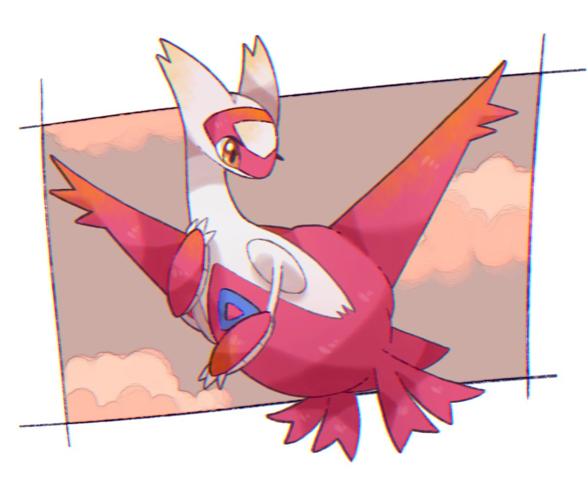 claws closed_mouth clouds commentary_request dragon floating full_body latias midair no_humans pokemon pokemon_(creature) sky towa_(clonea) yellow_eyes