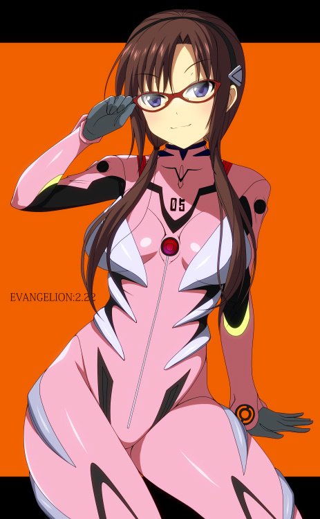 brown_hair glasses gloves kyoku_tou makinami_mari_illustrious neon_genesis_evangelion plugsuit rebuild_of_evangelion solo