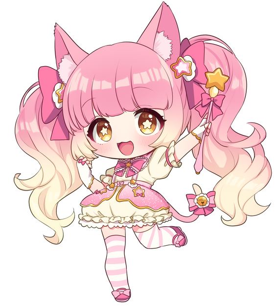 1other :3 :d animal_ear_fluff animal_ears arm_up artist_request bell blonde_hair blunt_bangs blush bow bowtie brooch bubble_skirt cat_ears cat_other cat_tail chibi fingerless_gloves footwear_bow frilled_sailor_collar frilled_sleeves frills glove_bow gloves gradient_hair hair_bow hair_ornament hand_up holding holding_wand jewelry leg_up legs_apart long_hair looking_at_viewer magical_star_(millie_(mahoustars)) miniskirt multicolored_hair open_mouth original other_focus overskirt pink_bow pink_bowtie pink_footwear pink_hair pink_sailor_collar pink_skirt pink_thighhighs puffy_short_sleeves puffy_sleeves ribbon sailor_collar shirt shoes short_sleeves sidelocks skirt smile standing star_(symbol) star_hair_ornament star_in_eye striped striped_thighhighs suspenders symbol_in_eye tail tail_bell tail_ornament tail_ribbon thigh-highs tied_sleeves transparent_background twintails very_long_hair wand wavy_hair white_gloves yellow_eyes yellow_shirt yellow_skirt