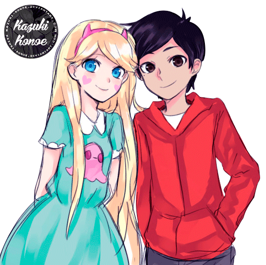 1boy 1girl blonde_hair blue_eyes brown_eyes brown_hair couple female male marco_diaz star_butterfly star_vs_the_forces_of_evil