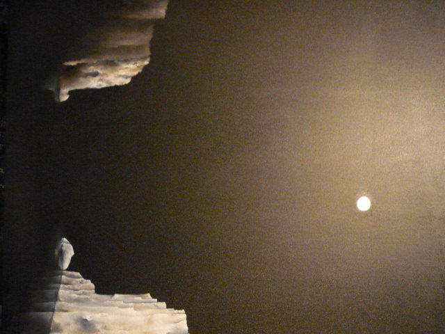 against_wall landscape light mitzoka2001 no_humans original painting_(medium) scenery space sun sunlight traditional_media