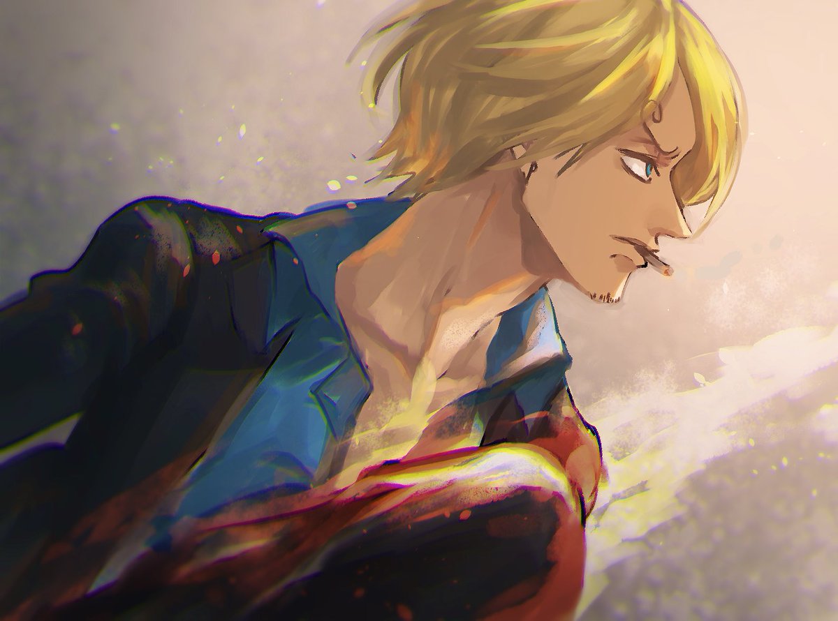 archived_source bad_id bad_twitter_id blonde_hair blue_eyes blue_shirt cigarette goatee_stubble jacket namagomi_(op_laaaaw_tan) one_piece pants profile sanji_(one_piece) shirt short_hair suit