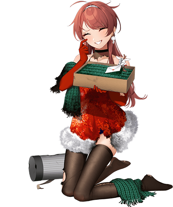 1girl box breasts christmas closed_eyes dress full_body fur-trimmed_dress fur_trim gift gift_box gloves hairband hoshiakari_(c2_kikan) kantai_collection large_breasts letter long_hair looking_at_viewer nevada_(kancolle) official_art red_dress red_eyes red_gloves redhead scarf seiza sitting smile solo thigh-highs transparent_background