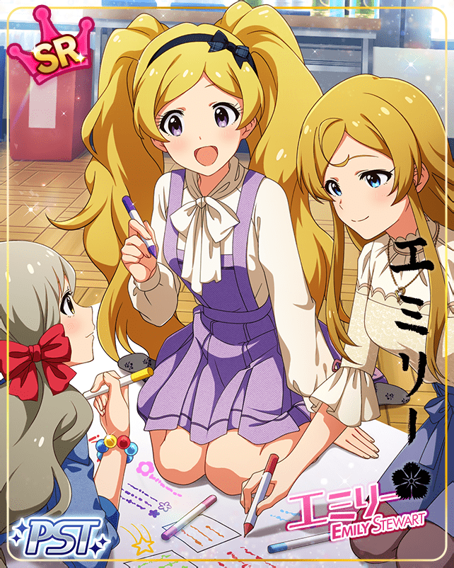 blonde_hair character_name dress emily_stewart idolmaster_million_live!_theater_days long_hair official_art smile twintails violet_eyes