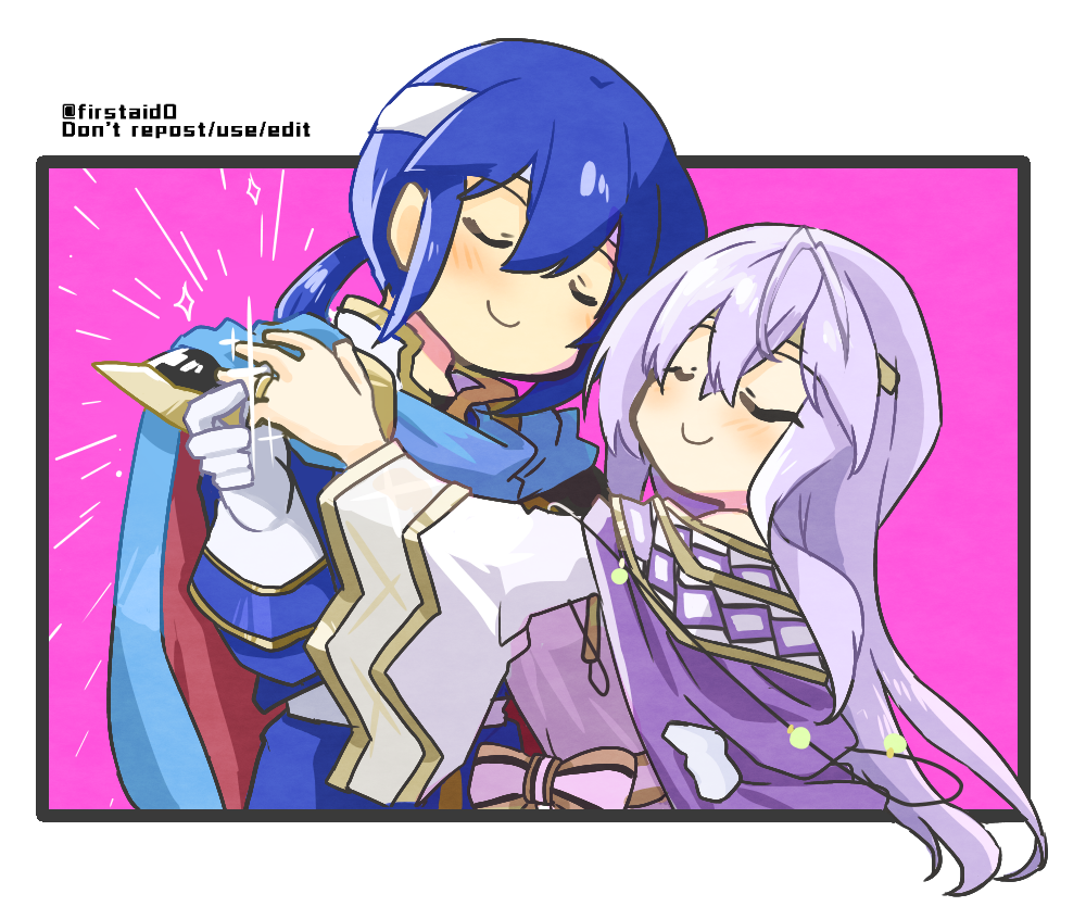 1boy 1girl blue_cape blue_hair brother_and_sister cape chibi circlet closed_eyes dancing dress fire_emblem fire_emblem:_genealogy_of_the_holy_war headband implied_incest incest jewelry julia_(fire_emblem) purple_cape purple_hair ring seliph_(fire_emblem) siblings simple_background white_headband wide_sleeves yukia_(firstaid0)