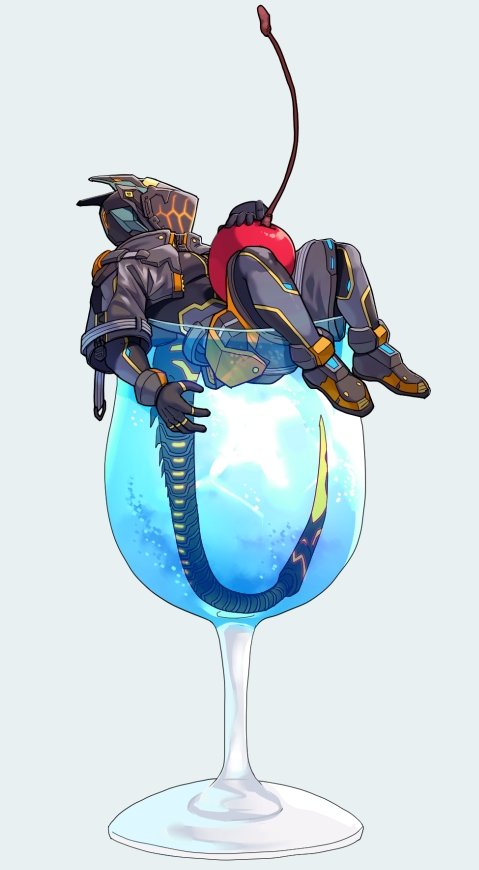 1boy afloat avatar_(pso2) black_bodysuit black_jacket black_shorts bodysuit cherry cocktail cocktail_glass collared_jacket cropped_jacket cup cyborg drinking_glass food fruit full_body glowing grey_background hakidashi_11 holding holding_food holding_fruit jacket male_focus masked mechanical_tail mini_person miniboy muscular muscular_male open_clothes open_jacket partially_submerged phantasy_star phantasy_star_online_2 robot_ears shorts simple_background solo tail two-tone_footwear