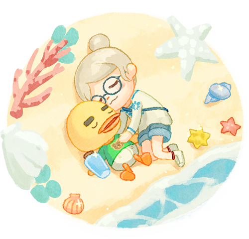 1boy 1girl :3 animal_crossing beach blue-framed_eyewear blue_shorts blush bottle closed_eyes closed_mouth commentary_request conch coral denim denim_shorts glasses green_shirt grey_hair hair_bun holding holding_bottle joey_(animal_crossing) long_sleeves lowres lying moai_(aoh) on_back on_side open_mouth parted_bangs print_shirt round_eyewear sand scallop seashell shell shirt shoes shore short_sleeves shorts single_hair_bun sleeping smile starfish t-shirt thick_eyebrows transparent_background u_u villager_(animal_crossing) water water_bottle white_footwear white_shirt