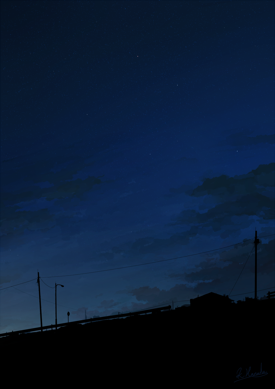 alu.m_(alpcmas) clouds highres night night_sky no_humans original outdoors power_lines sky sky_focus twilight utility_pole