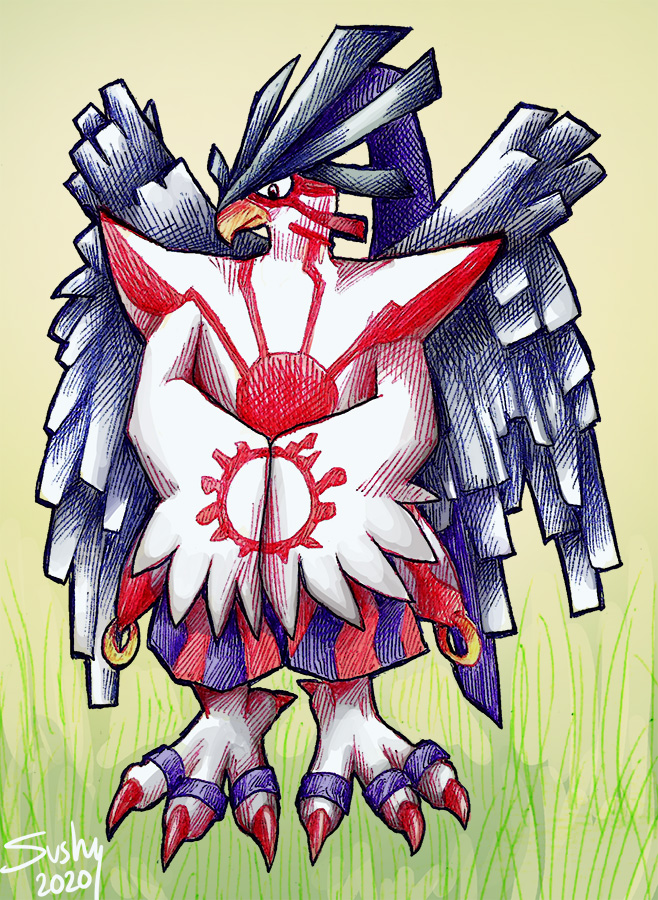 avian beak bird black_hair chronomon chronomon_holy_mode claws digimon feathered_wings feathers looking_at_viewer purification sushy00 wings