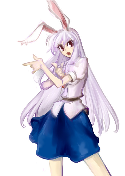 bishoujo_senshi_sailor_moon bunny_ears long_hair nagihito necktie parody pose purple_hair rabbit_ears red_eyes reisen_udongein_inaba skirt solo touhou tsuki_ni_kawatte_oshioki_yo very_long_hair