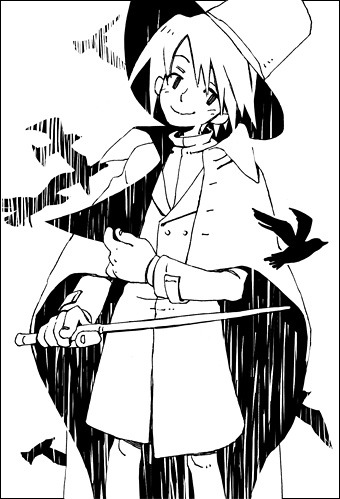 1boy 21grams-a bare_legs bird blush_stickers closed_mouth coat collared_cape collared_coat commentary_request cowboy_shot fingernails greyscale hat head_tilt holding holding_wand long_sleeves lowres magician male_focus monochrome original rain short_hair simple_background smile solo top_hat trench_coat turtleneck two-sided_fabric two-sided_headwear wand white_background