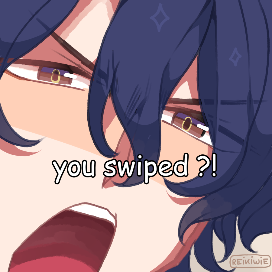 1boy angry blue_hair brown_eyes comic_sans commentary dr._ratio_(honkai:_star_rail) english_commentary english_text eyes_visible_through_hair hair_between_eyes honkai:_star_rail honkai_(series) male_focus open_mouth portrait reikiwie solo sparkle teeth upper_teeth_only v-shaped_eyebrows