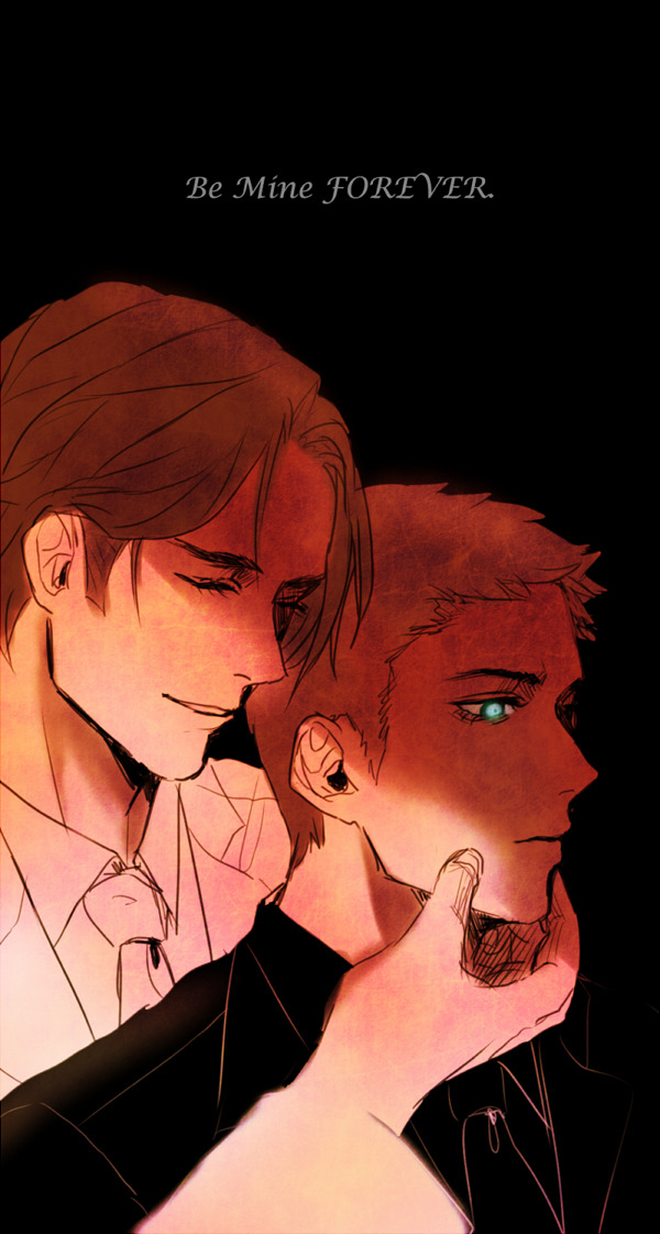 2boys bad_id bad_tumblr_id black_background brothers cheuwell closed_eyes dean_winchester english_text glowing glowing_eyes grabbing grabbing_from_behind hand_on_another's_face implied_incest implied_yaoi limited_palette lucifer_(supernatural) male_focus michael_(supernatural) multiple_boys parted_lips possessed red_theme sam_winchester short_hair siblings sideburns simple_background smile supernatural_(tv_series) upper_body