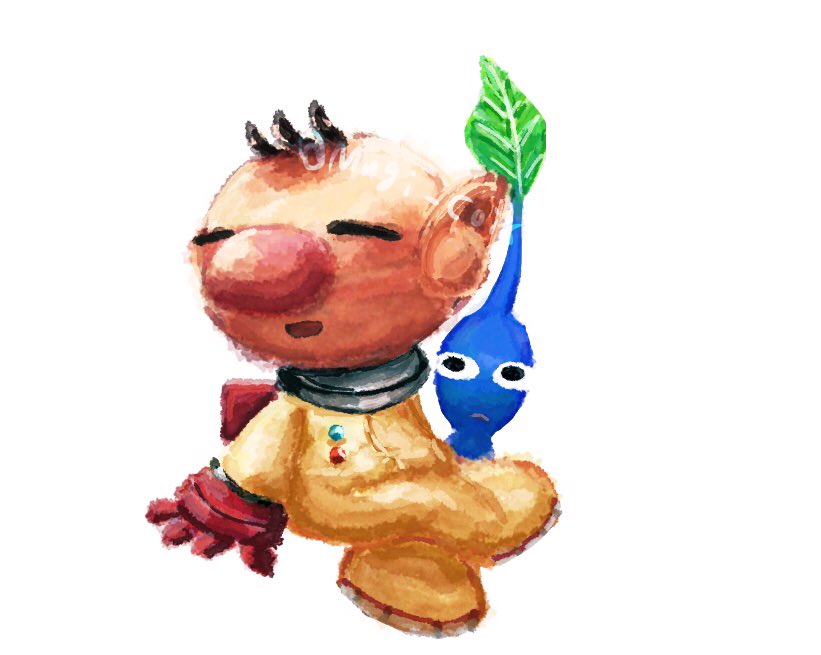 1boy backpack bag big_nose black_eyes black_hair blue_pikmin blue_skin buttons closed_eyes closed_mouth colored_skin commentary_request crossed_legs frown gloves leaf light_blush looking_at_another male_focus no_headwear olimar open_mouth pikmin_(creature) pikmin_(series) pink_lips pink_nose pointy_ears red_bag red_gloves short_hair simple_background sitting smile spacesuit twitter_username usuba_(hatomugip) very_short_hair white_background