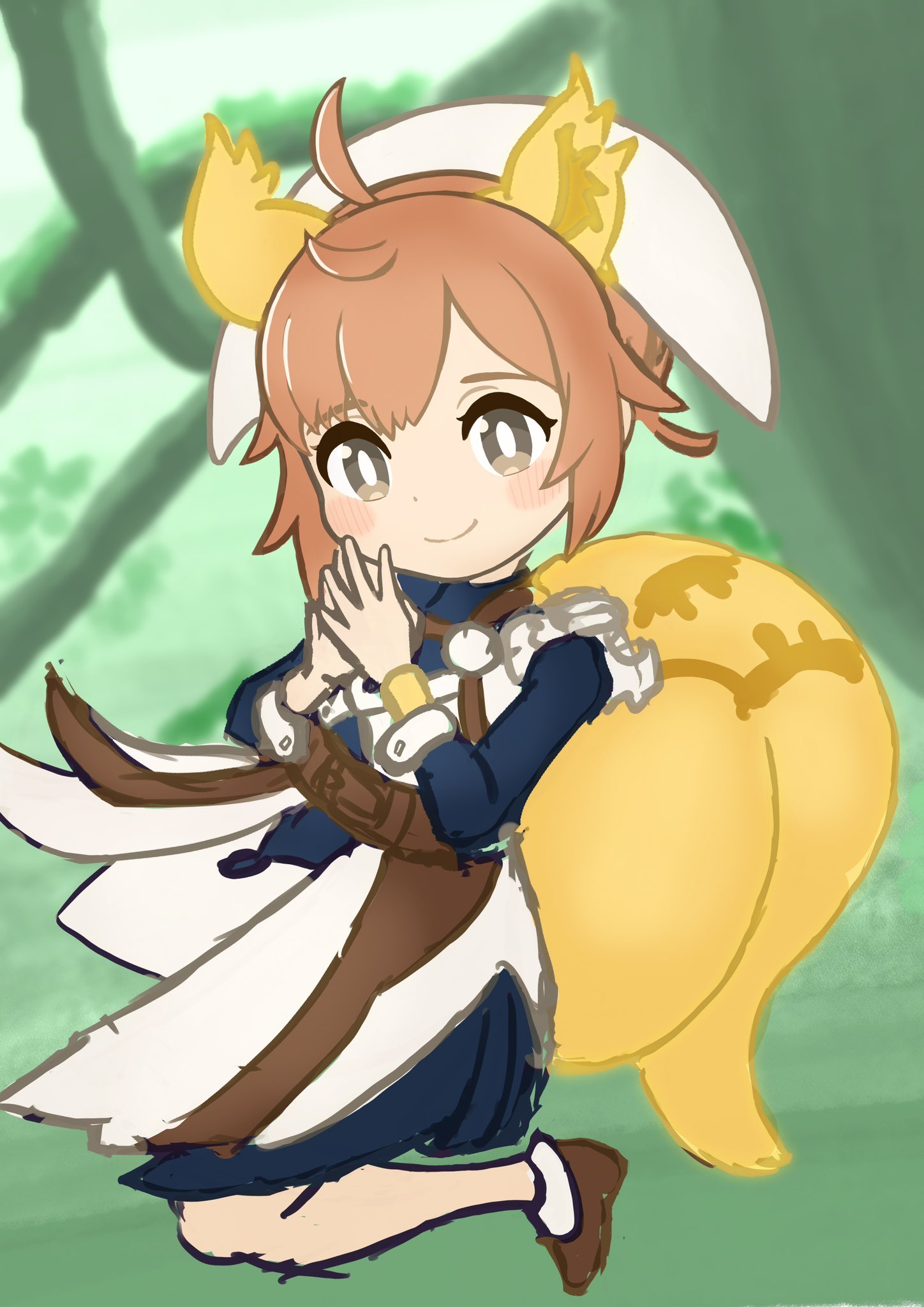 1girl animal_ears ankle_boots boots cowlick earrings fire_emblem fire_emblem_heroes frilled_sleeves frills glowing glowing_earrings glowing_ears glowing_tail highres jewelry leather_belt ratatoskr_(fire_emblem) squirrel_ears squirrel_girl squirrel_tail sue-harapeko tail white_wrist_cuffs