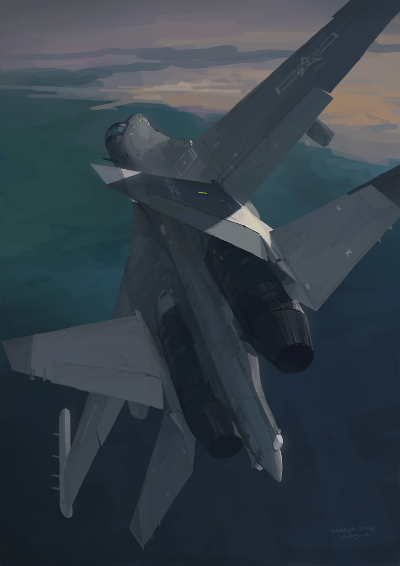 aircraft airplane clouds electronic_warfare_pod fighter_jet hallelujah_zeng impasto j-16 jet military military_vehicle no_humans nozzle original people's_liberation_army people's_liberation_army_air_force sky