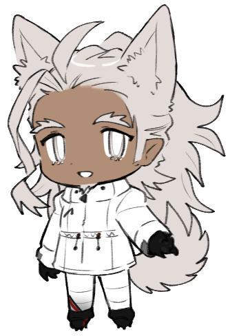 1boy ahoge animal_ears black_footwear black_gloves borrowed_character bright_pupils chibi claws coat dog_boy dog_ears dog_tail facial_hair full_body gloves goatee grey_eyes grey_hair hand_up lapithai long_hair long_sleeves looking_at_viewer lowres male_focus mature_male open_mouth original pants pointy_ears simple_background solo standing tail thick_eyebrows transparent_background white_coat white_pants white_pupils