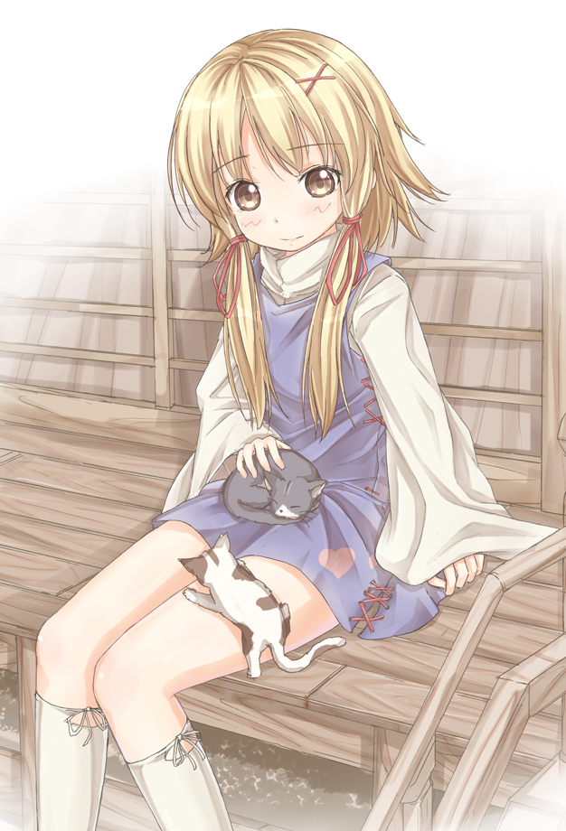 cat kitten moriya_suwako roshia_nise_mango short_hair solo touhou yellow_eyes