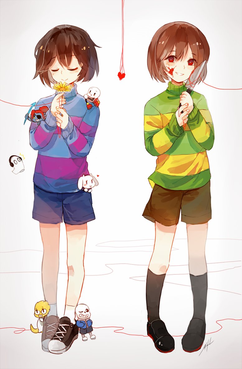 2boys 2others 3girls alphys animal_ears animification arm_up black_eyes black_footwear black_shorts black_socks blood blood_on_face blood_on_knife blue_hoodie blue_shorts blue_skin blue_sweater blush brothers brown_hair brown_shorts chara_(undertale) closed_eyes closed_mouth colored_sclera colored_skin eyepatch fingernails fins flower flying frisk_(undertale) full_body furry furry_female ghost glasses gloves goat_ears goat_girl goat_horns green_sweater hair_between_eyes hands_in_pockets hands_up head_fins headphones heart holding holding_flower holding_knife holding_polearm holding_weapon hood hoodie horns hyde_(hai-do) knife long_hair long_sleeves looking_at_another looking_at_viewer multiple_boys multiple_girls multiple_others napstablook one_eye_closed open_mouth papyrus_(undertale) pocket polearm ponytail puffy_long_sleeves puffy_sleeves red_eyes red_gloves redhead robe sans sharp_teeth shoes short_hair shorts siblings simple_background single_vertical_stripe skeleton slippers smile sneakers socks spear standing string string_of_fate striped_clothes striped_sweater sweater teeth toriel turtleneck turtleneck_sweater undertale undyne weapon white_background white_footwear white_fur white_robe white_socks yellow_flower yellow_sclera yellow_skin